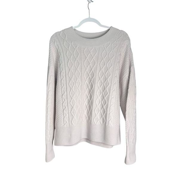 Quince Sweaters - Quince Womens Size Medium Australian Merino Wool Cable Sweater Heather Bone